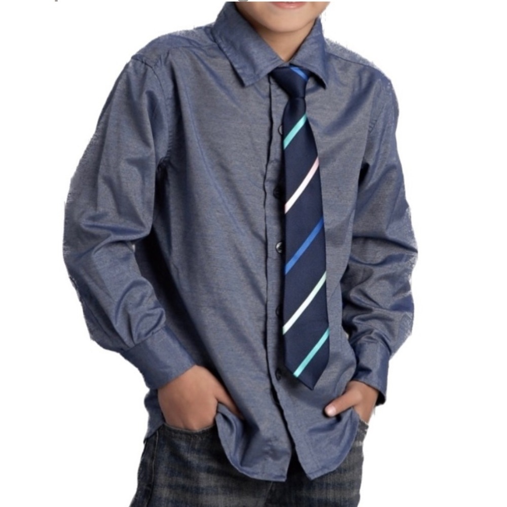 Blue Preppy Button Down Dressy Shirt